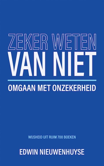 Omslag van Zeker weten van niet: kobaltblauwe voorkant met de titel in witte kapitalen