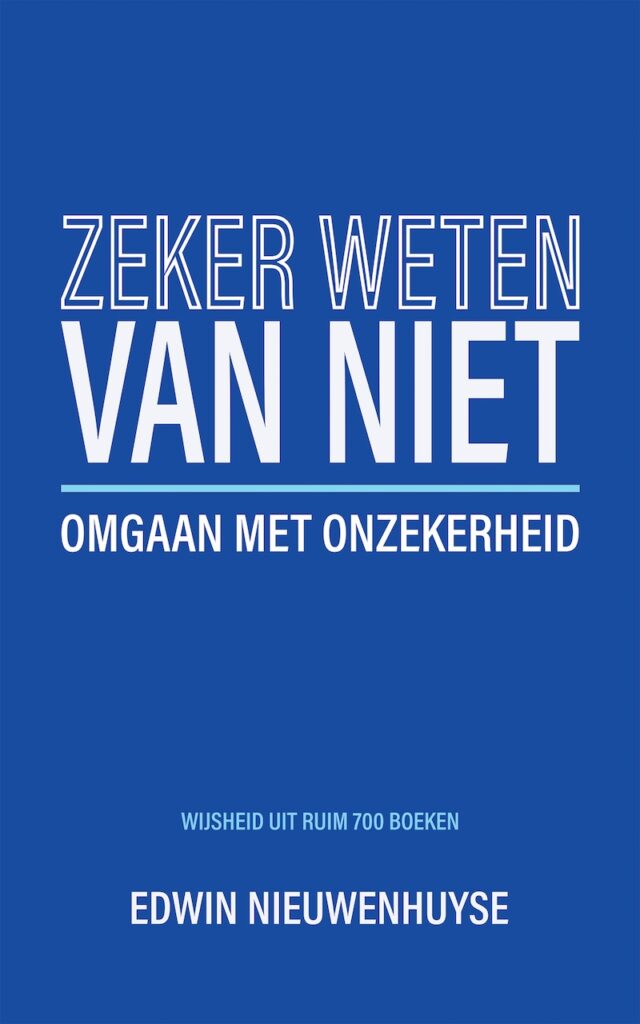 Omslag van Zeker weten van niet: kobaltblauwe voorkant met de titel in witte kapitalen